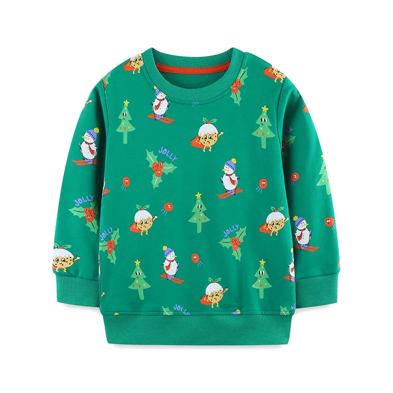 Cartoon Animal Print Long Sleeve Kids Boys Sweatshirts