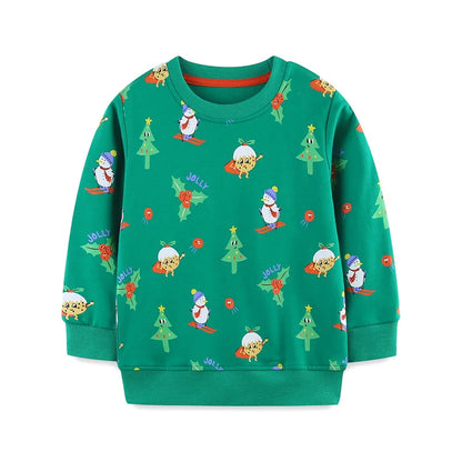 Cartoon Animal Print Long Sleeve Kids Boys Sweatshirts
