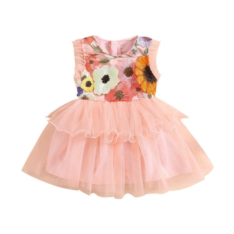 Little Girls Leopard Printed Ruffled Bowknot Party Dress childrensterritory