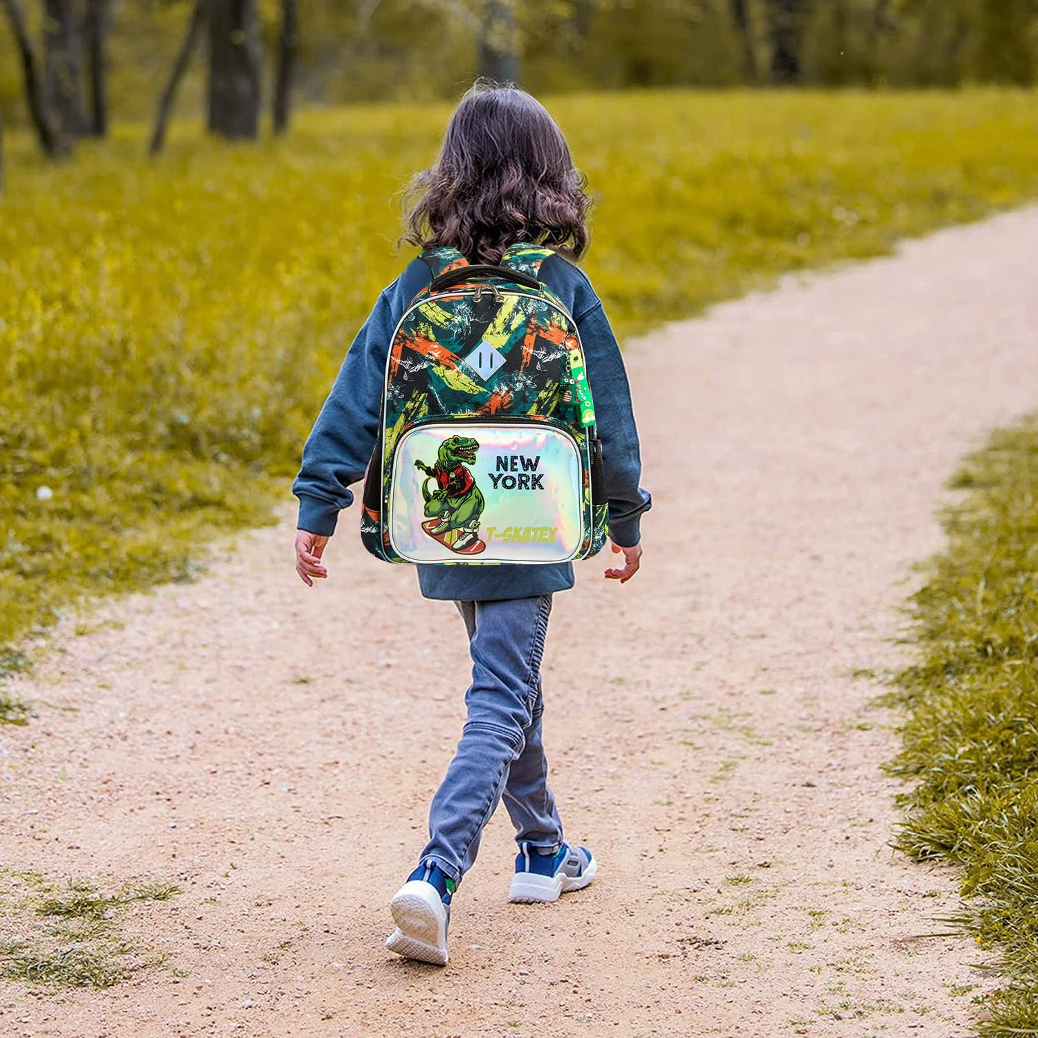 Kids 3pcs School Backpack of Astronaut and Dinosaurs Print childrensterritory