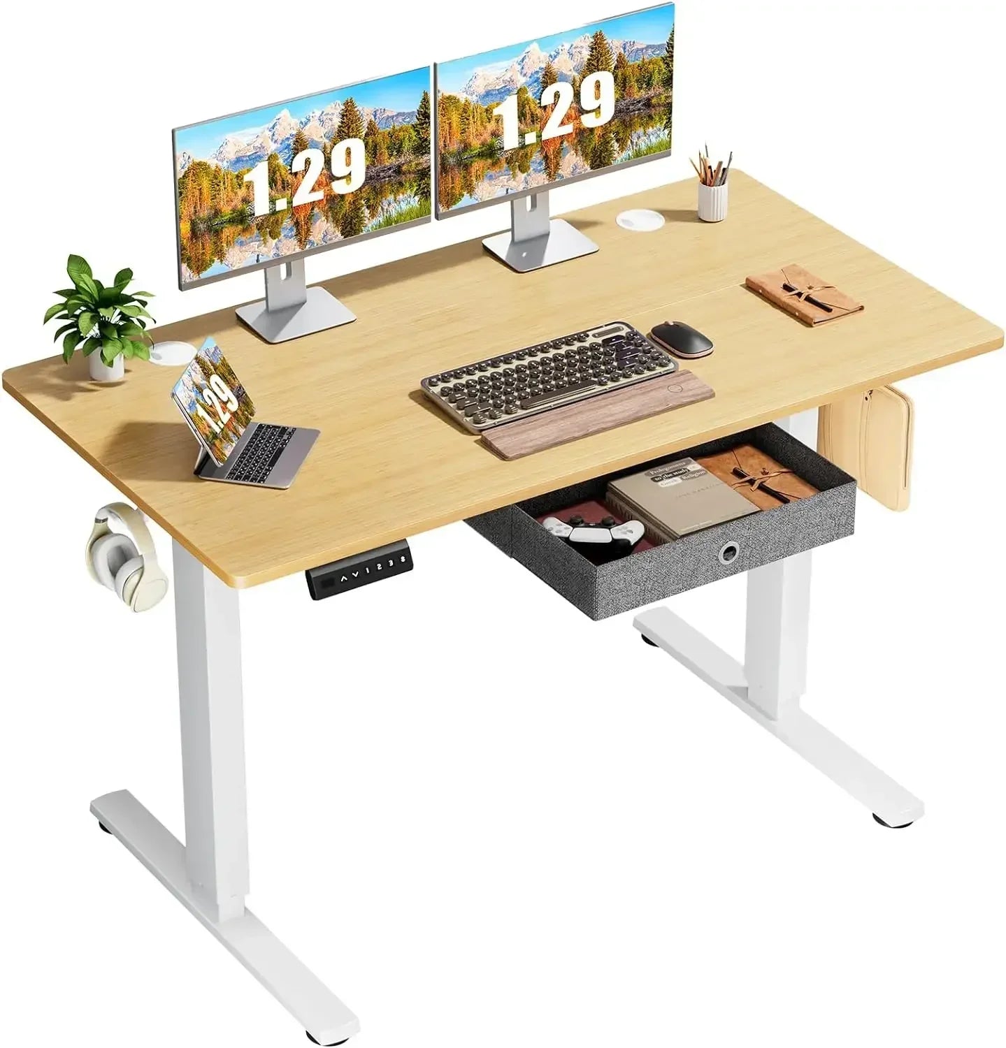 Adjustable Electric Standing Desk with Storage