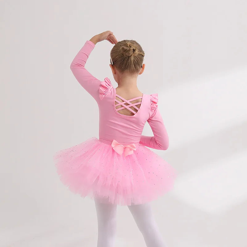 Kids' Girls' Designer Gymnastics Ballet Leotard with Tutu Skirt