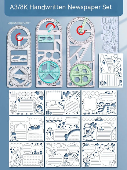 Multifunctional Rotatable Spirograph Ruler Stationery Set childrensterritory