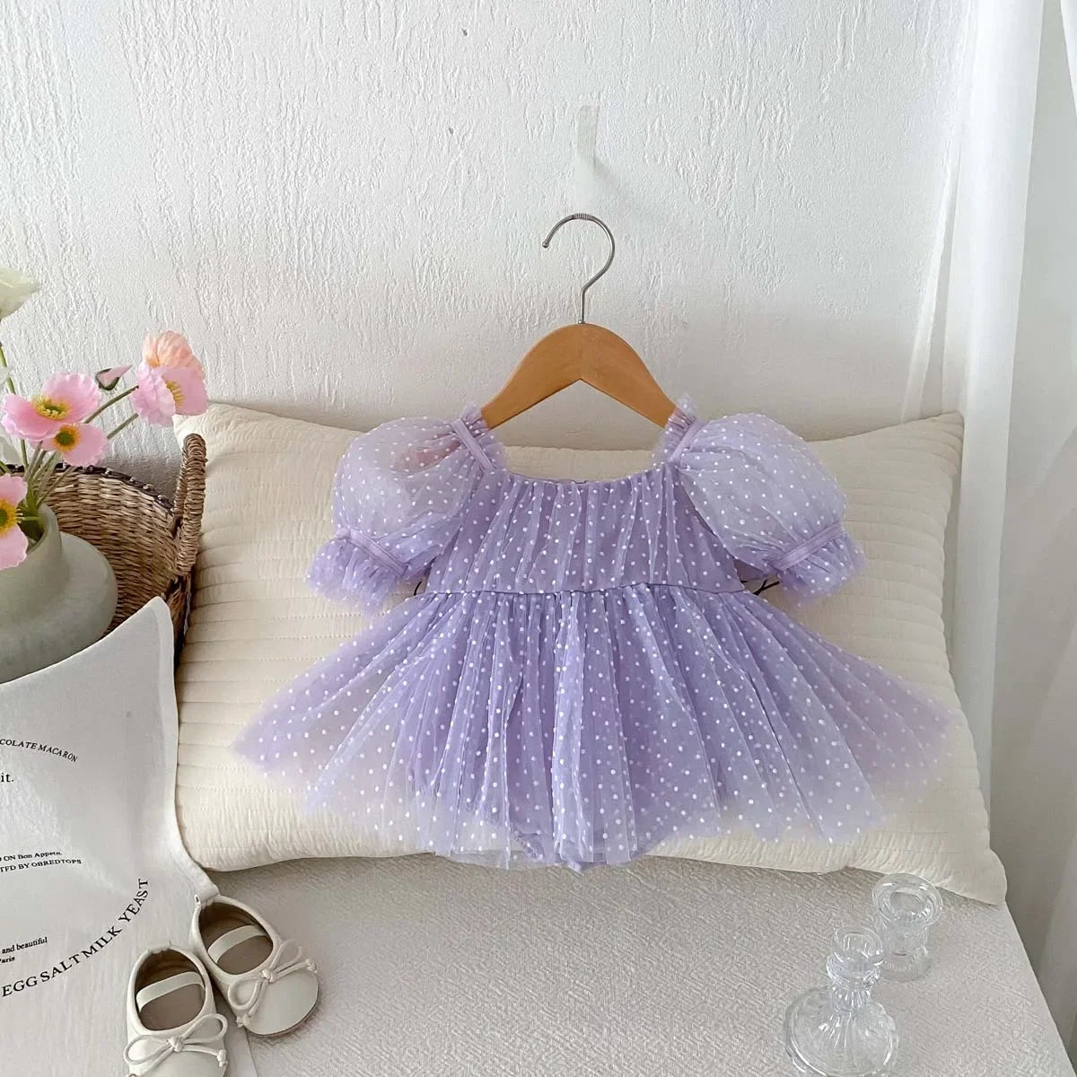 Baby Girl Dots Print Princess Tulle Romper Dresses for Summer