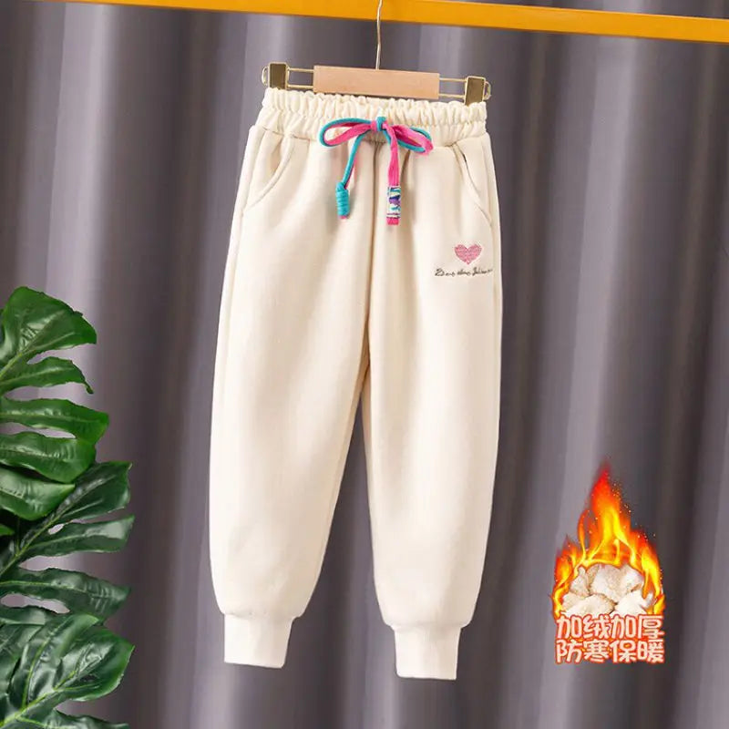 Thick Warm Fleeced Love Print Kids Sweatpants childrensterritory