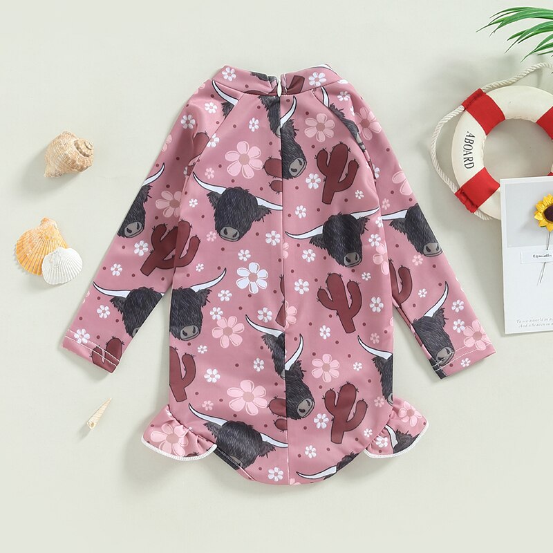 Kids Girls Long Sleeve Printed Bathing Suit/Swimwear childrensterritory