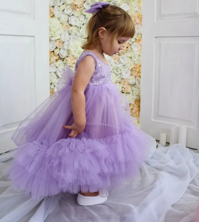 Lavender Layered Tulle Sequin Baby/Kid Girl Birthday Dress childrensterritory
