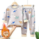 Baby/Kids Thick Warm Cartoon Print Pajamas Set
