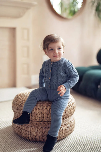 Blue Shabbos Print Soft Wool Knitted Family Matching Clothing childrensterritory
