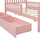 Space-saving Twin Size Wood Platform Bed with Guardrails childrensterritory