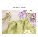 Kids Girls' Outfit Sets with Floral Embellished Halter Tops and Shorts childrensterritory
