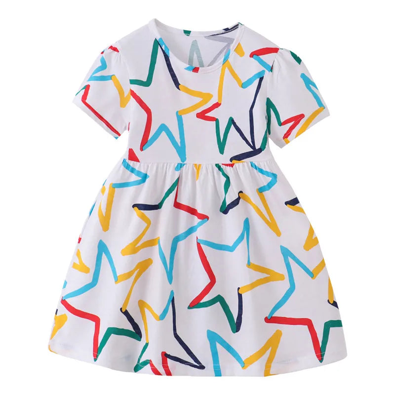 Kids A-LINE One-piece Printed Summer Dresses for Girls