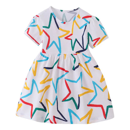 Kids A-LINE One-piece Printed Summer Dresses for Girls