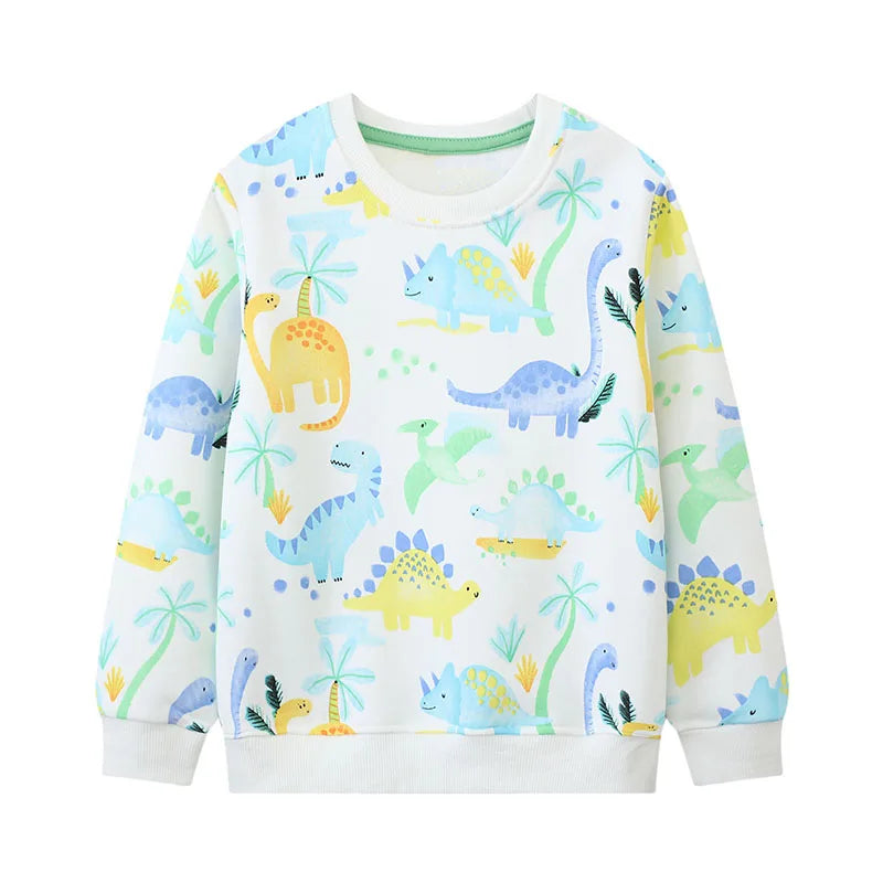 Kids Boys Cartoon Dinosaurs Print Cotton Sweatshirts childrensterritory