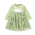 Kids Girls Swan Appliques Design Princess Dress childrensterritory