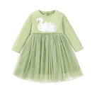 Kids Girls Swan Appliques Design Princess Dress childrensterritory