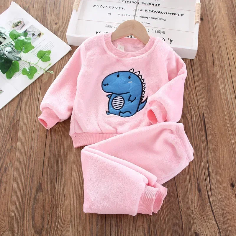 Girls Cartoon Design Long Sleeves Warm Clothing Set childrensterritory