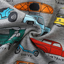 Kids Boys Cartoon Vehicles Print Grey Summer T-shirt childrensterritory