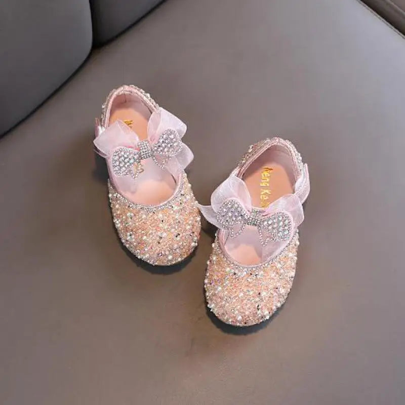 Little Girls Rhinestone Bowknot Design Party Shoes