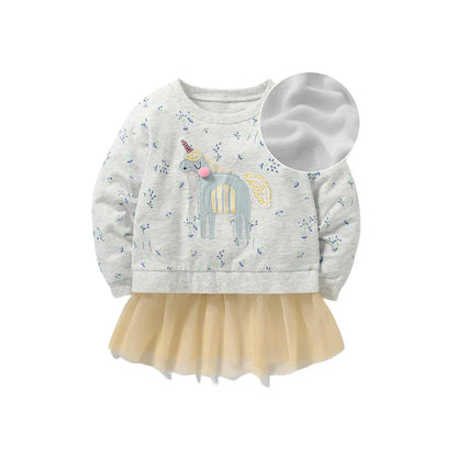 Warm Cartoon &amp; Flowers Embroidery Kids Girls Sweatshirts childrensterritory
