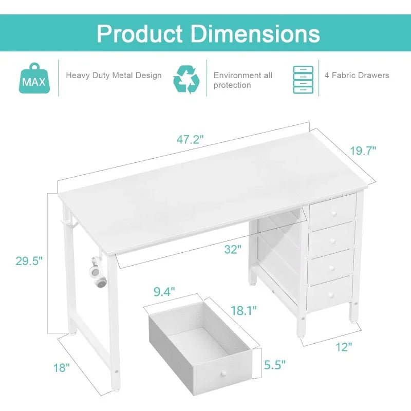 47-Inch Modern Study Work Desk For Home Office childrensterritory