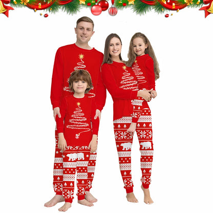 Cartoon Beer and Xmas Tree Print Family Matching Sleepwear Set childrensterritory