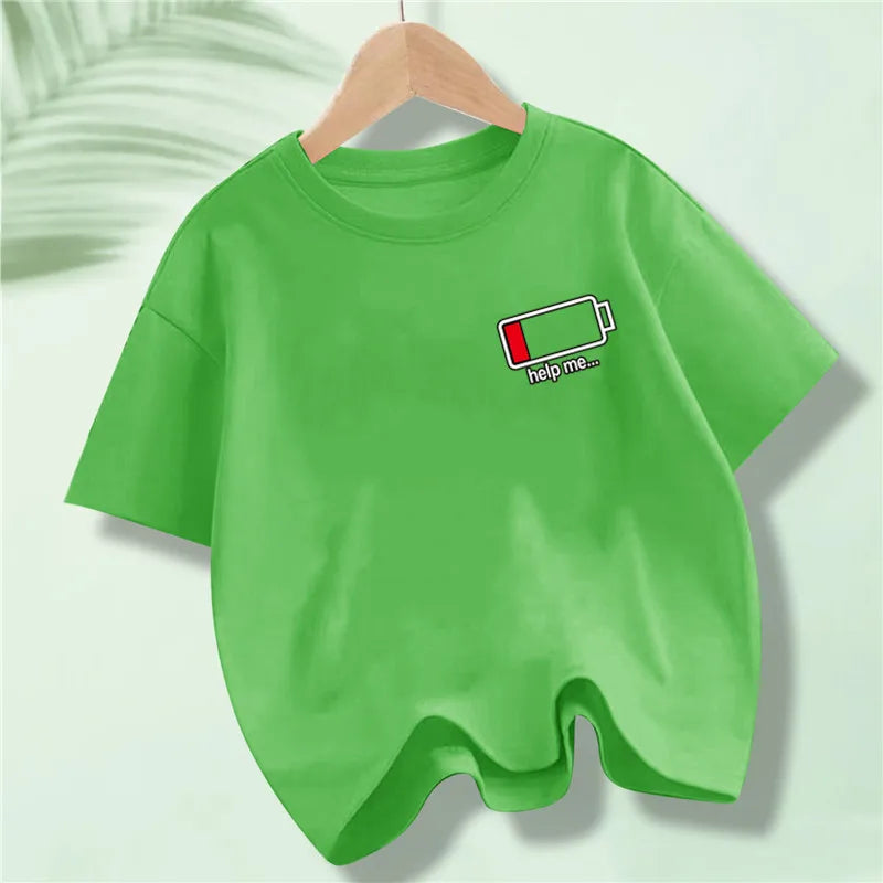 Kids 100% Full Battery Design T-shirts for Summer childrensterritory