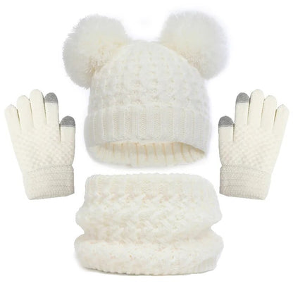 Thick Knitting Warm Baby/Kids Hat Gloves Scarf Set childrensterritory