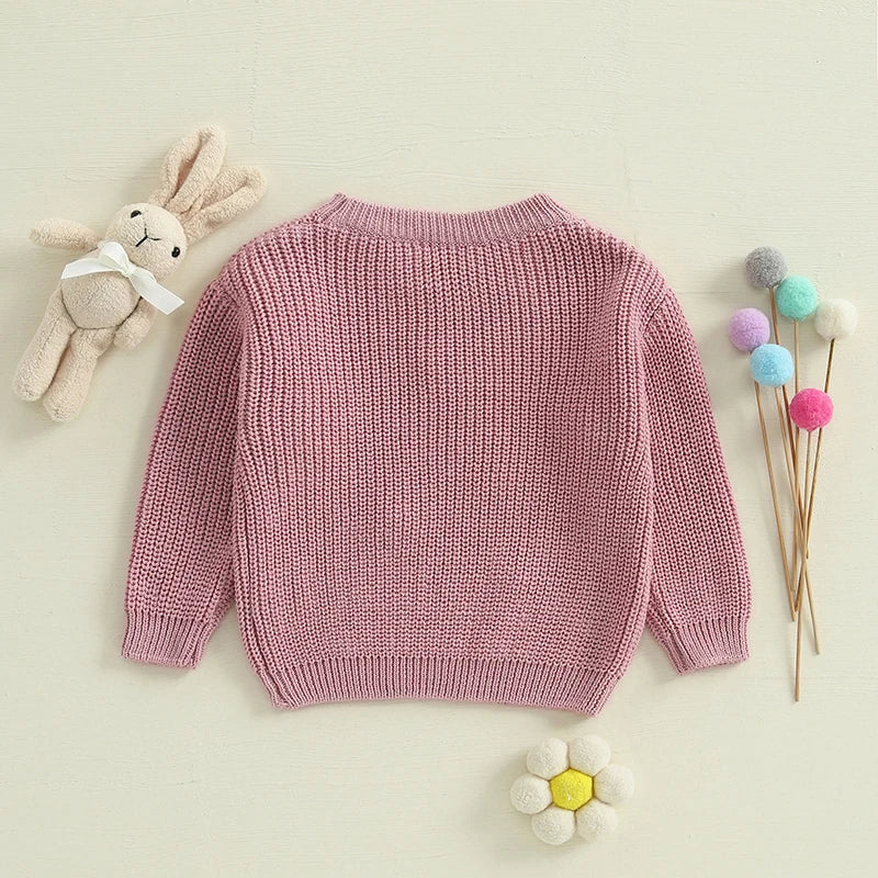 Baby Girls Cartoon Embroidery Knitted Easter Sweater childrensterritory