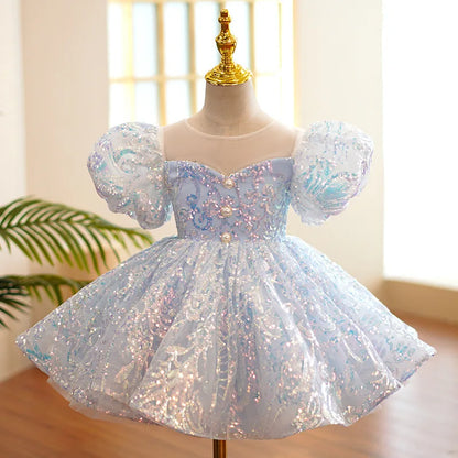 Baby/Kid Girls Feather Sequins Tutu Birthday Party Dress childrensterritory