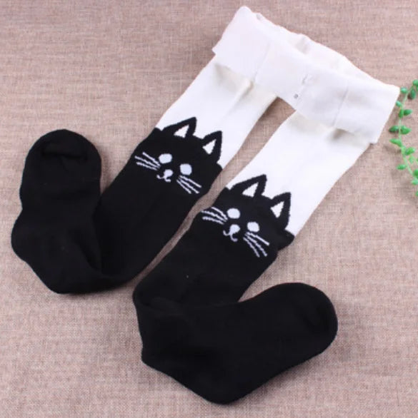 Cartoon Animal Print Girls Winter Knitted Cotton Stockings childrensterritory