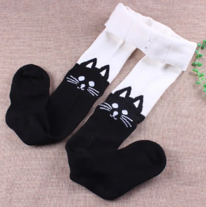 Cartoon Animal Print Girls Winter Knitted Cotton Stockings childrensterritory