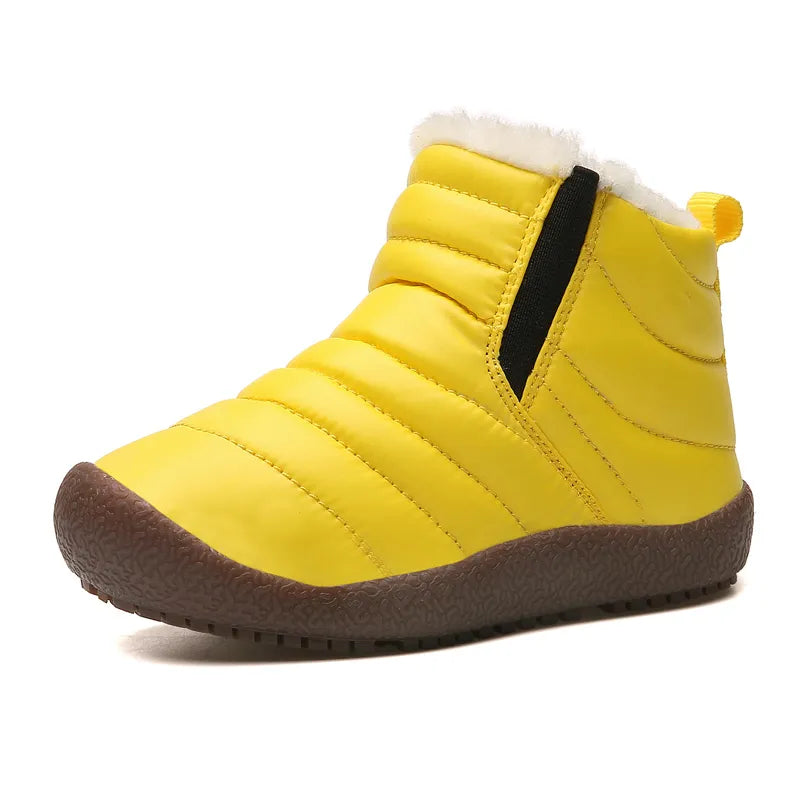 Kids Girls Boys Plush Leather Waterproof Warm Snow Boots childrensterritory
