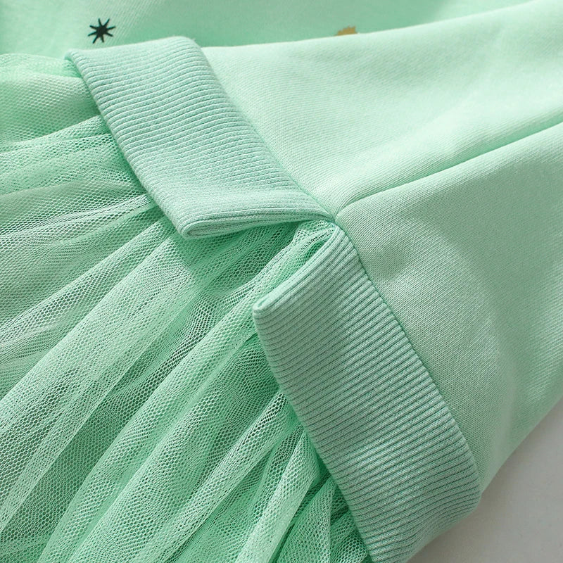 Kids Girls Warm Fleece Long Sleeves Mesh Dresses childrensterritory