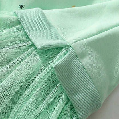 Kids Girls Warm Fleece Long Sleeves Mesh Dresses childrensterritory