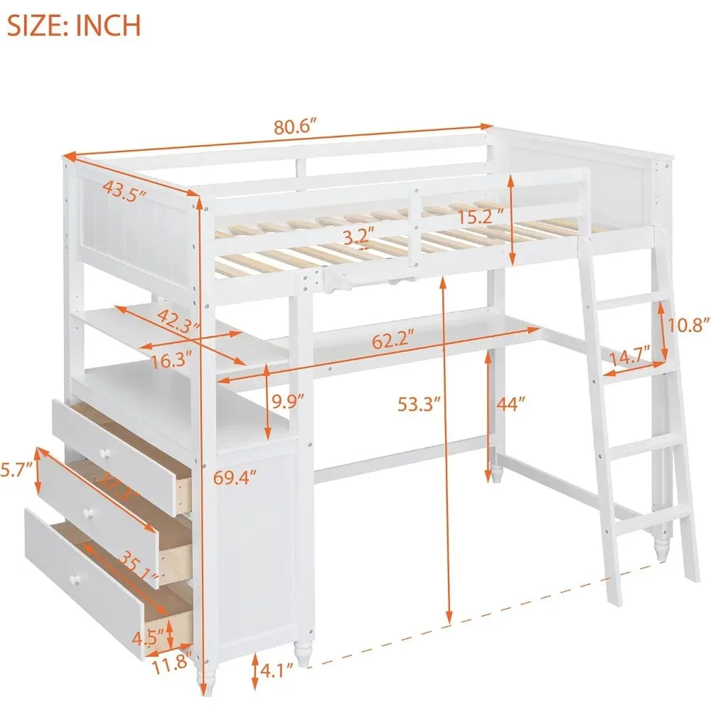 Twin Size Wooden Bed with Storage Drawers for Kids childrensterritory