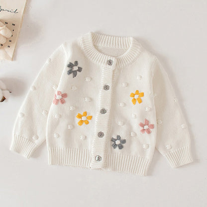 Infant Girls Long Sleeve Embroidery Knitted Cardigan childrensterritory