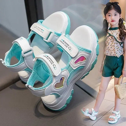 Kids Girls Letter Print Design Non-slip Princess Beach Sandals