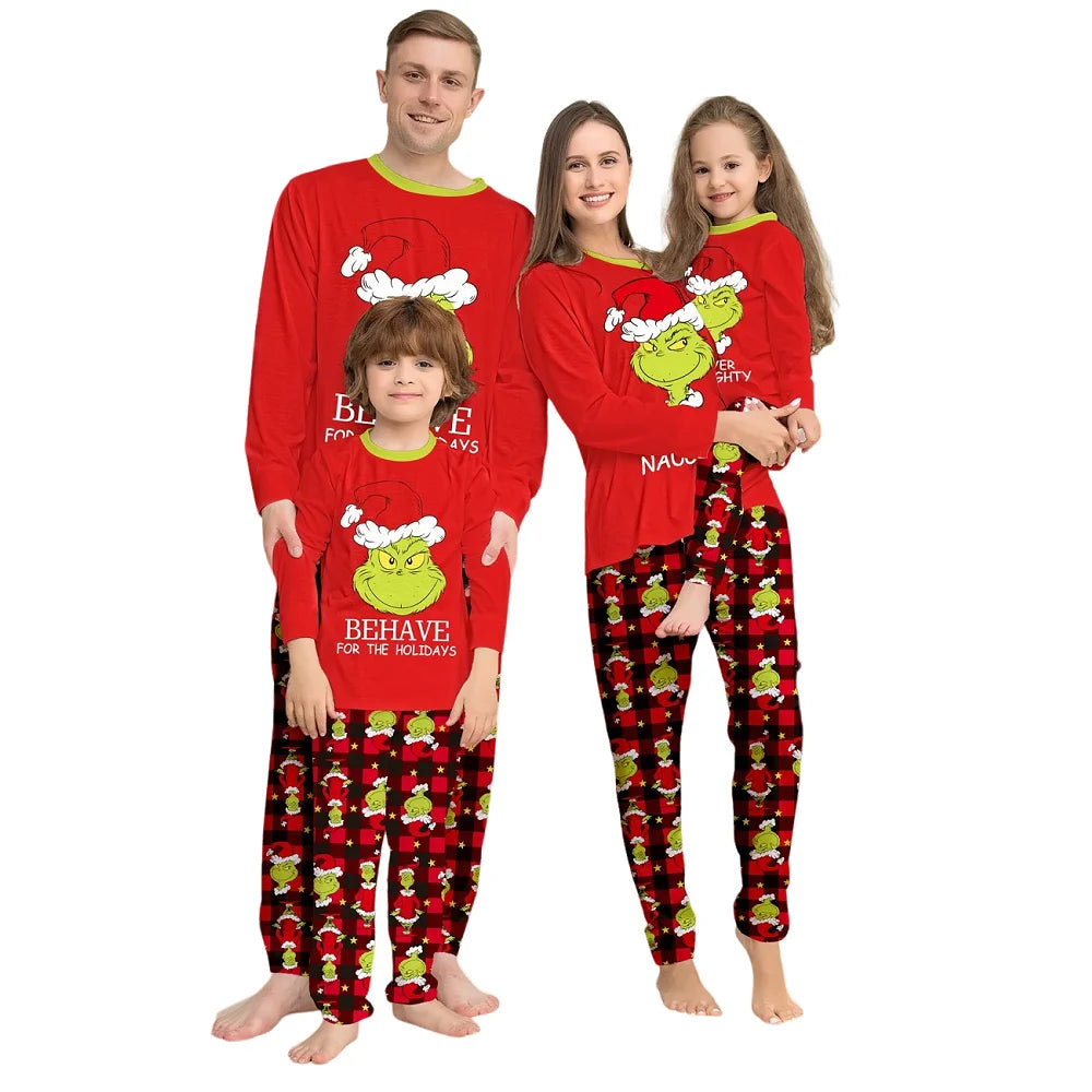 Cartoon Design Red Xmas Family Matching Pajamas Sets childrensterritory