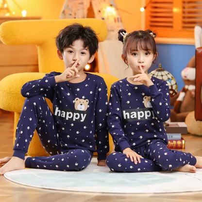 Long Sleeve Cartoon Design Kids Winter Warm Pajamas Sets childrensterritory