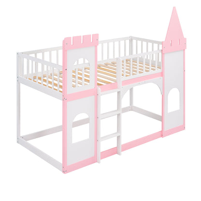 Twin Over Twin Castle Bunk Bed with Ladder childrensterritory