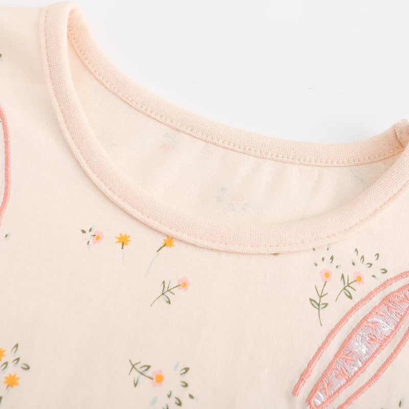 Girls Short Sleeves Cute Rabbit Design Summer Dresses childrensterritory
