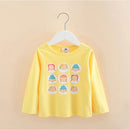 Long Sleeve Cartoon Print Cotton Kids Girls Tops childrensterritory
