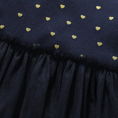 Little Girls Long Sleeves Hearts Design Mesh Dress childrensterritory