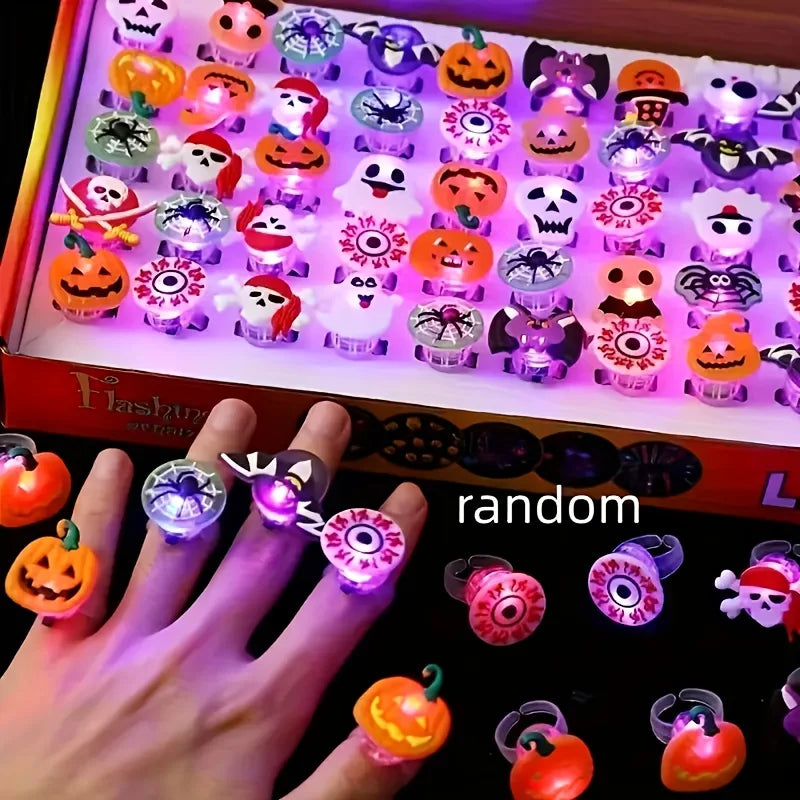 Glowing Rings with Pumpkin Ghost Skull Design for Halloween