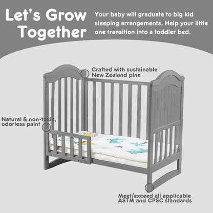 6 in 1 Convertible Crib for Infants with Wheels and Storage childrensterritory
