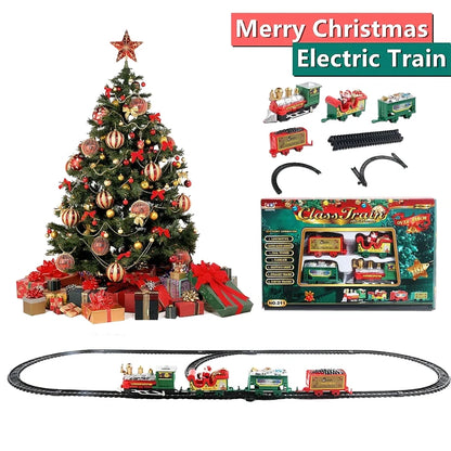 Electric Christmas Train Toy Set with Light Sound for Kids