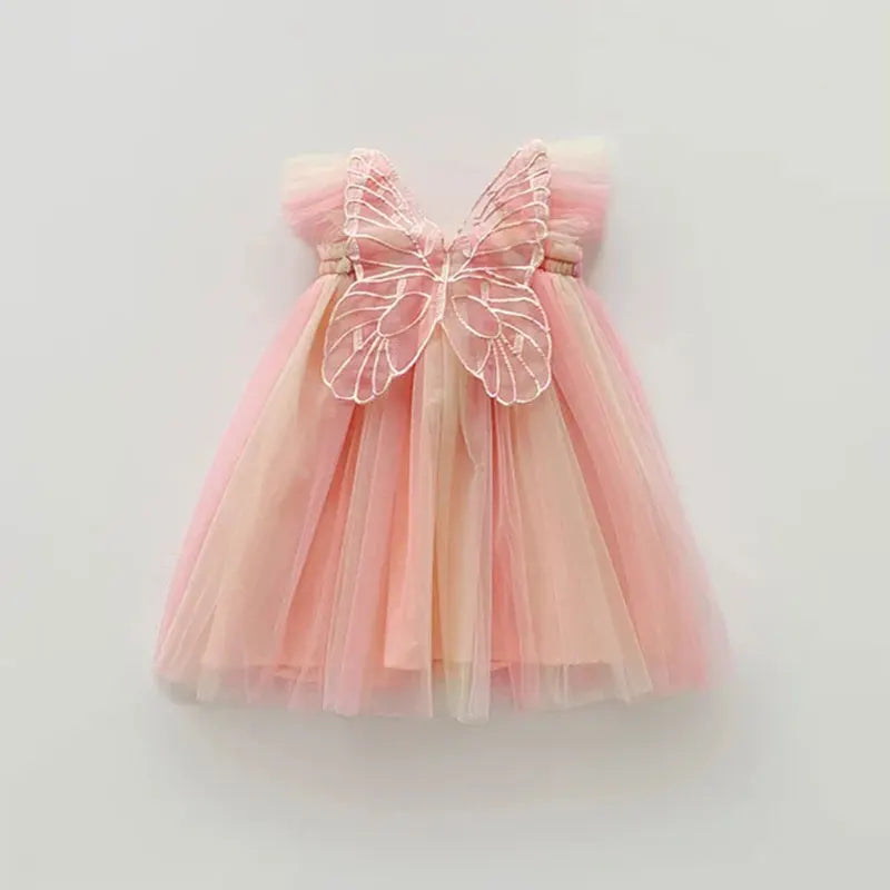 Little Girls Rainbow Stereoscopic Wings Design Summer Princess Dresses childrensterritory