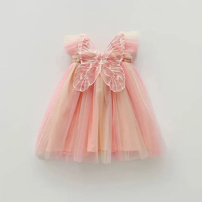 Little Girls Rainbow Stereoscopic Wings Design Summer Princess Dresses childrensterritory