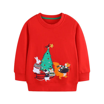 Cartoon Animal Print Long Sleeve Kids Boys Sweatshirts